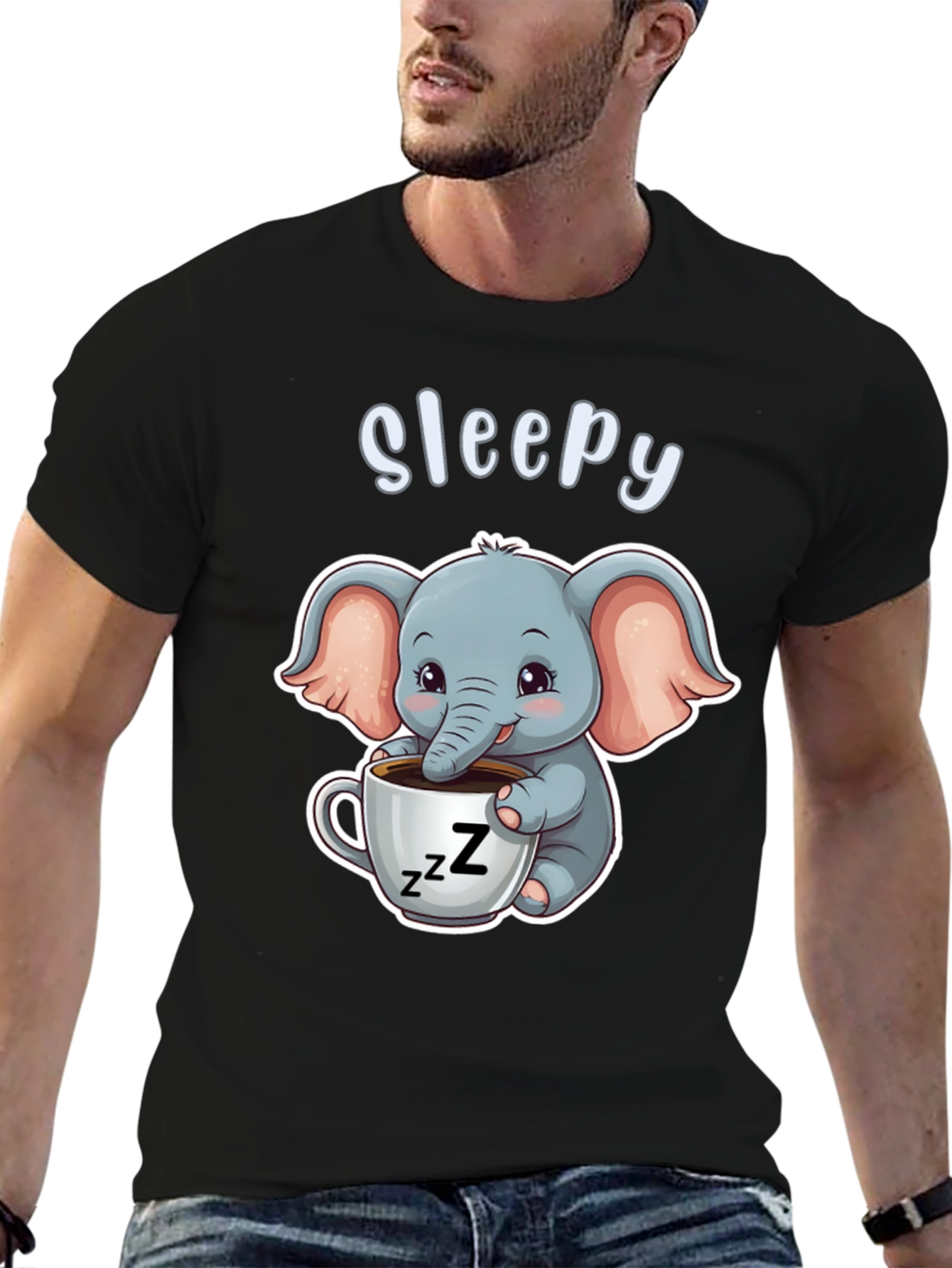 Sleepy Elephant Graphic Tee - Cute Cartoon Shirt