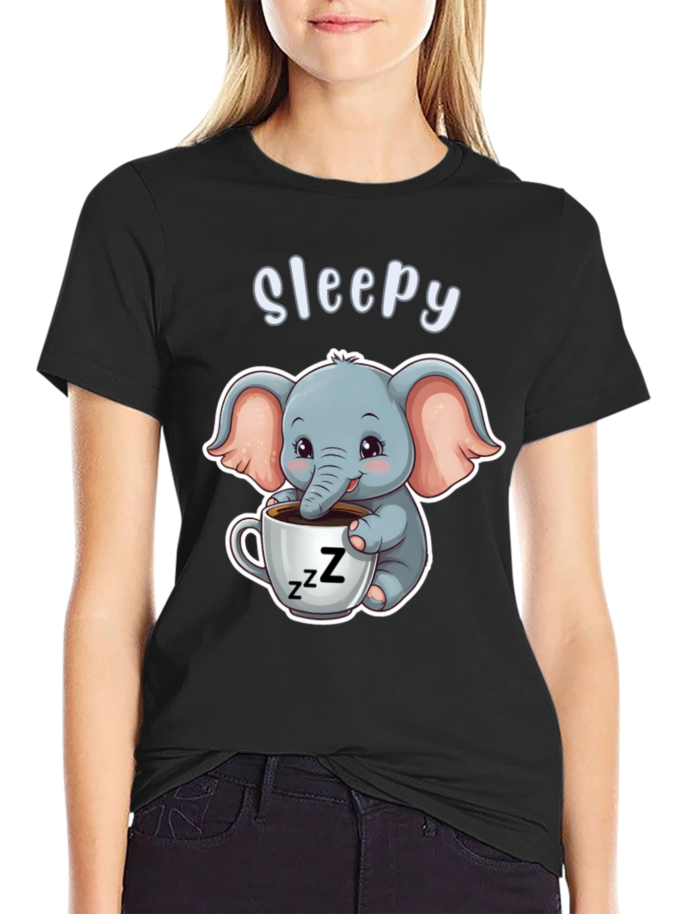 Sleepy Elephant Graphic Tee - Cute Cartoon Shirt