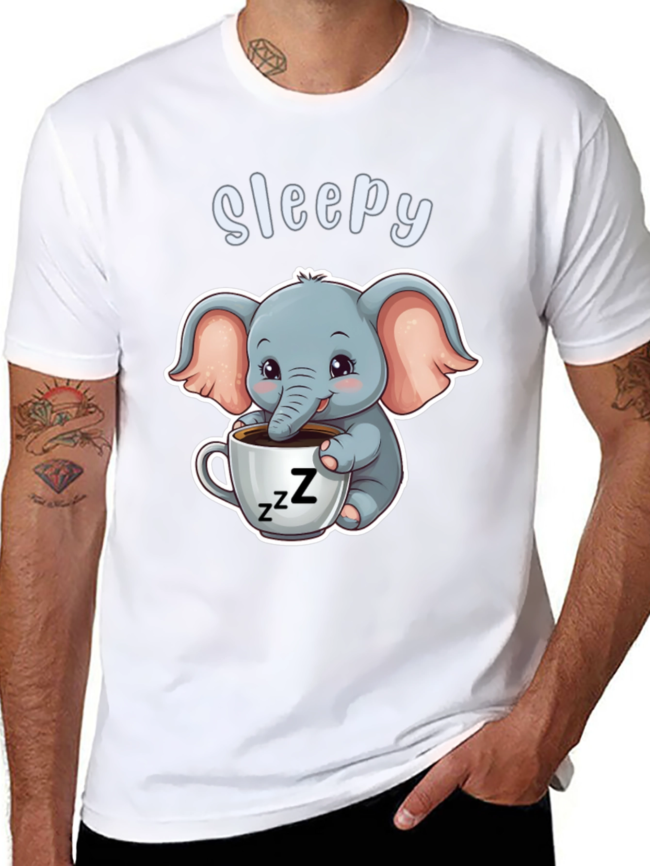 Sleepy Elephant Graphic Tee - Cute Cartoon Shirt