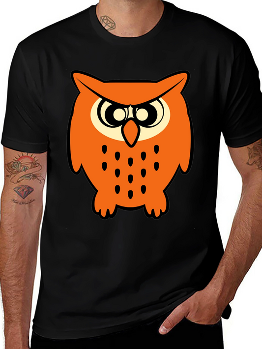 Owl Graphic Tee - Mens Black Cotton T-Shirt