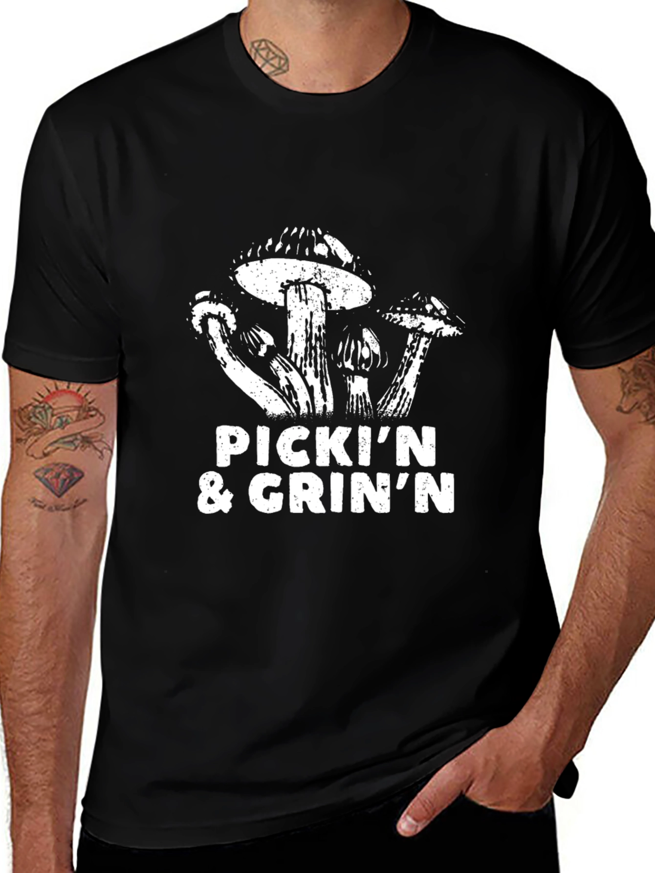 Pickin and Grinin Mushroom Graphic Tee
