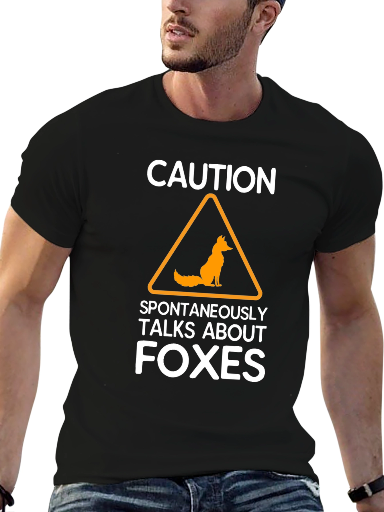 Caution Fox T-Shirt - Spontaneously Talks About Foxes