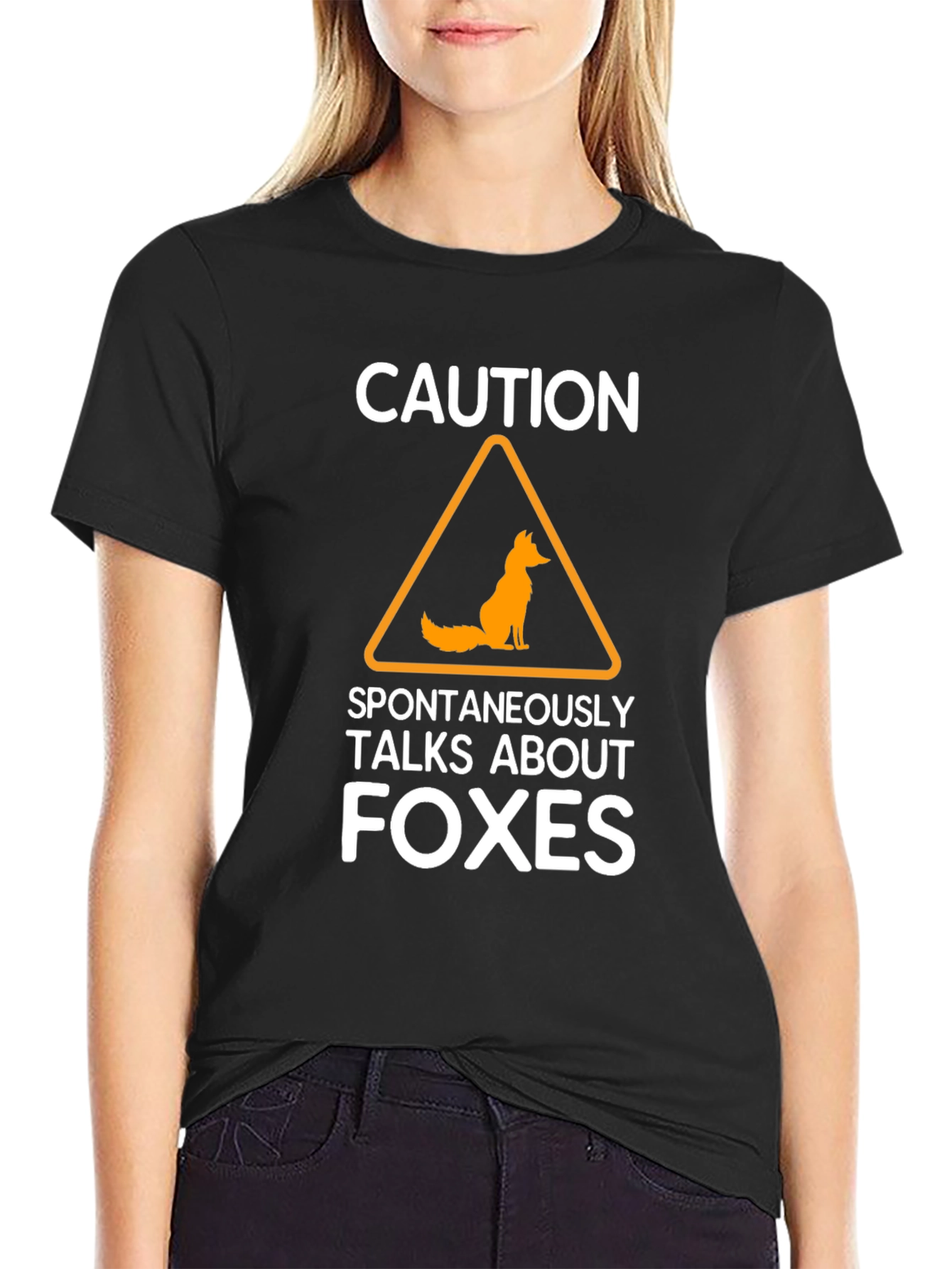 Caution Fox T-Shirt - Spontaneously Talks About Foxes