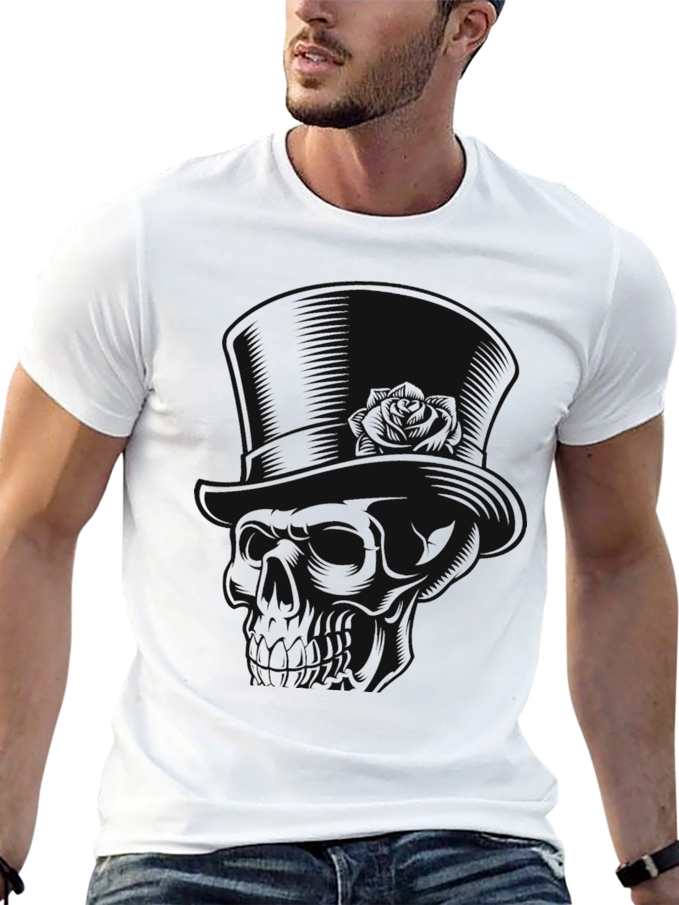 Mens Black Skull Graphic Tee