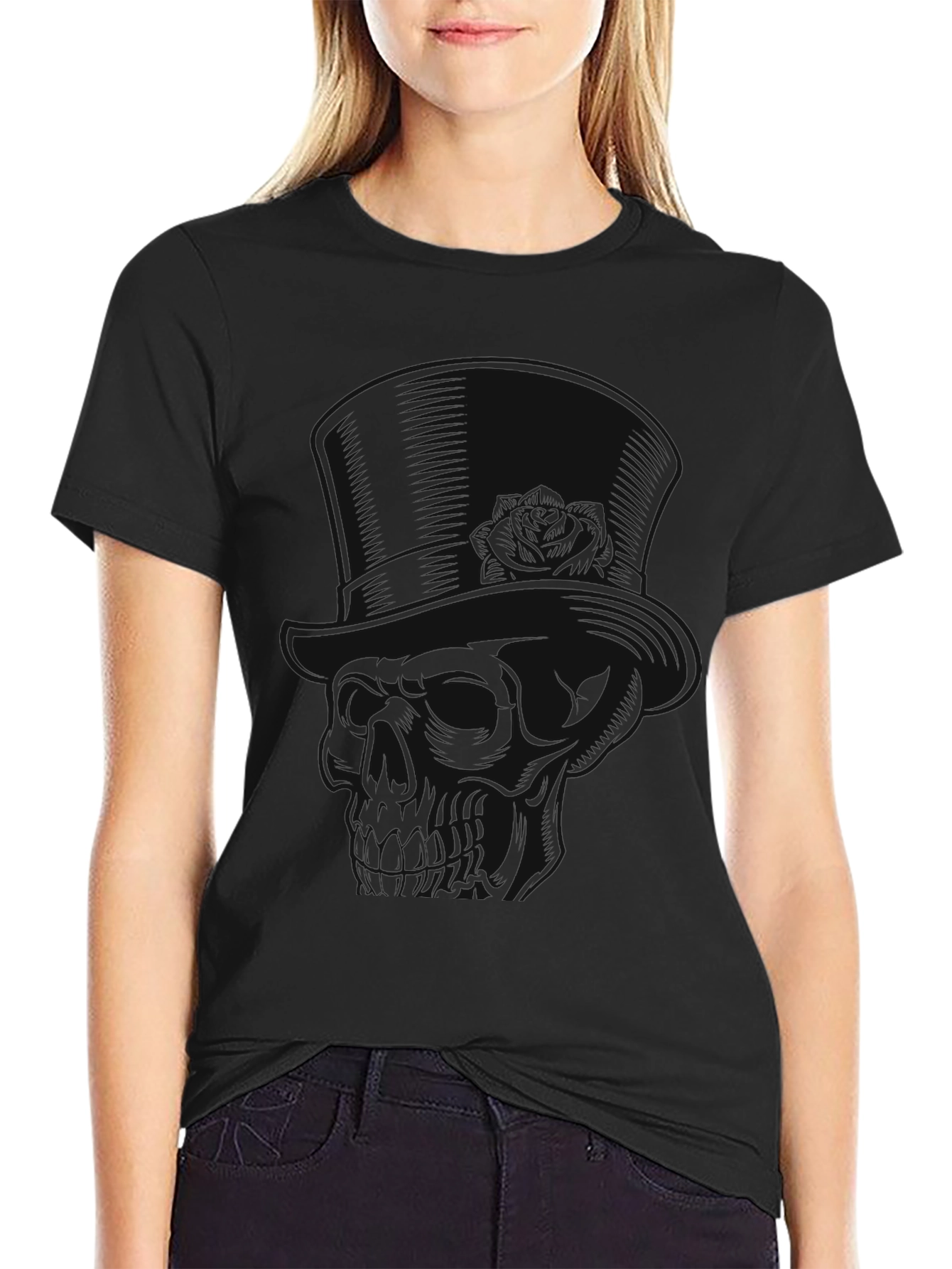 Mens Black Skull Graphic Tee