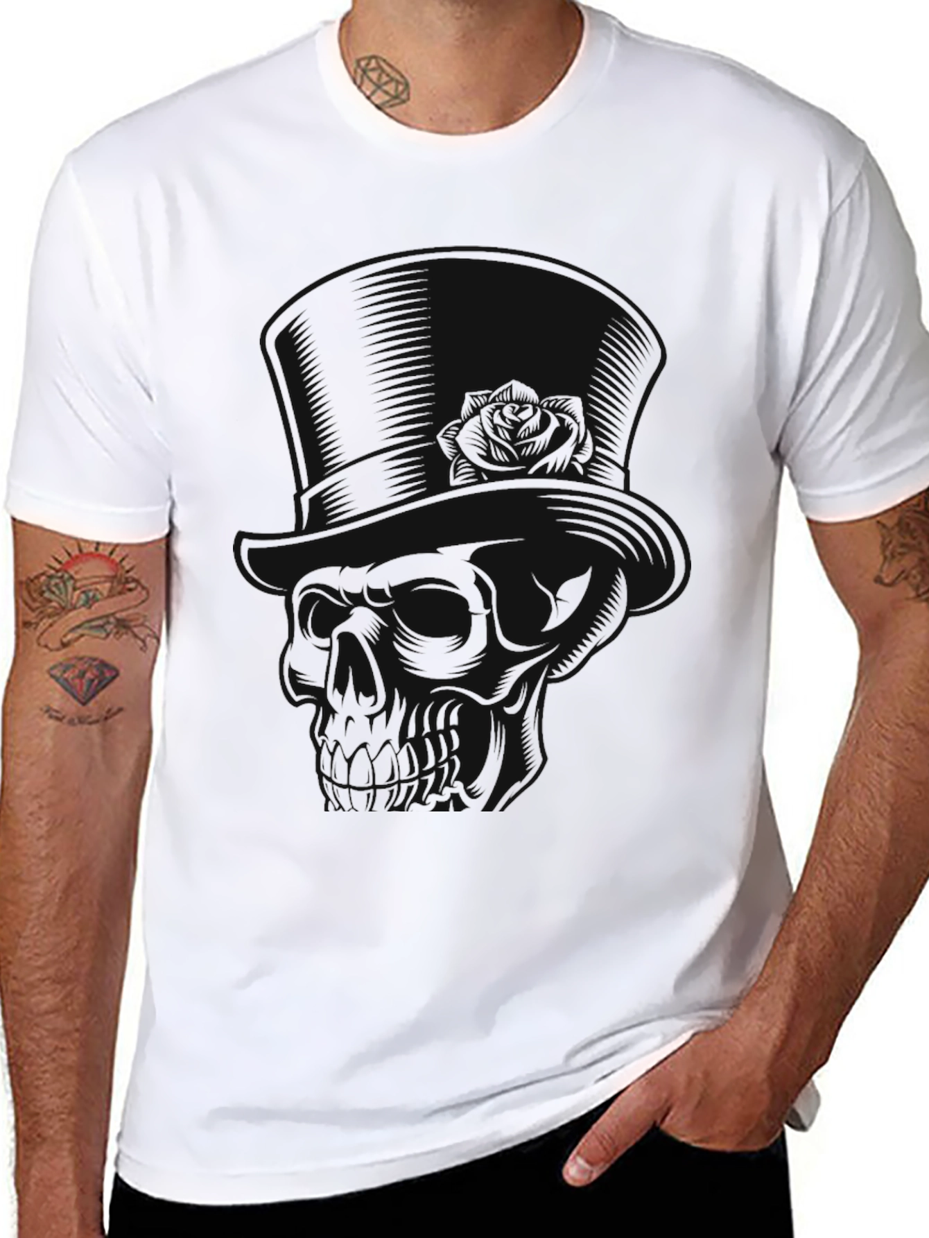 Mens Black Skull Graphic Tee