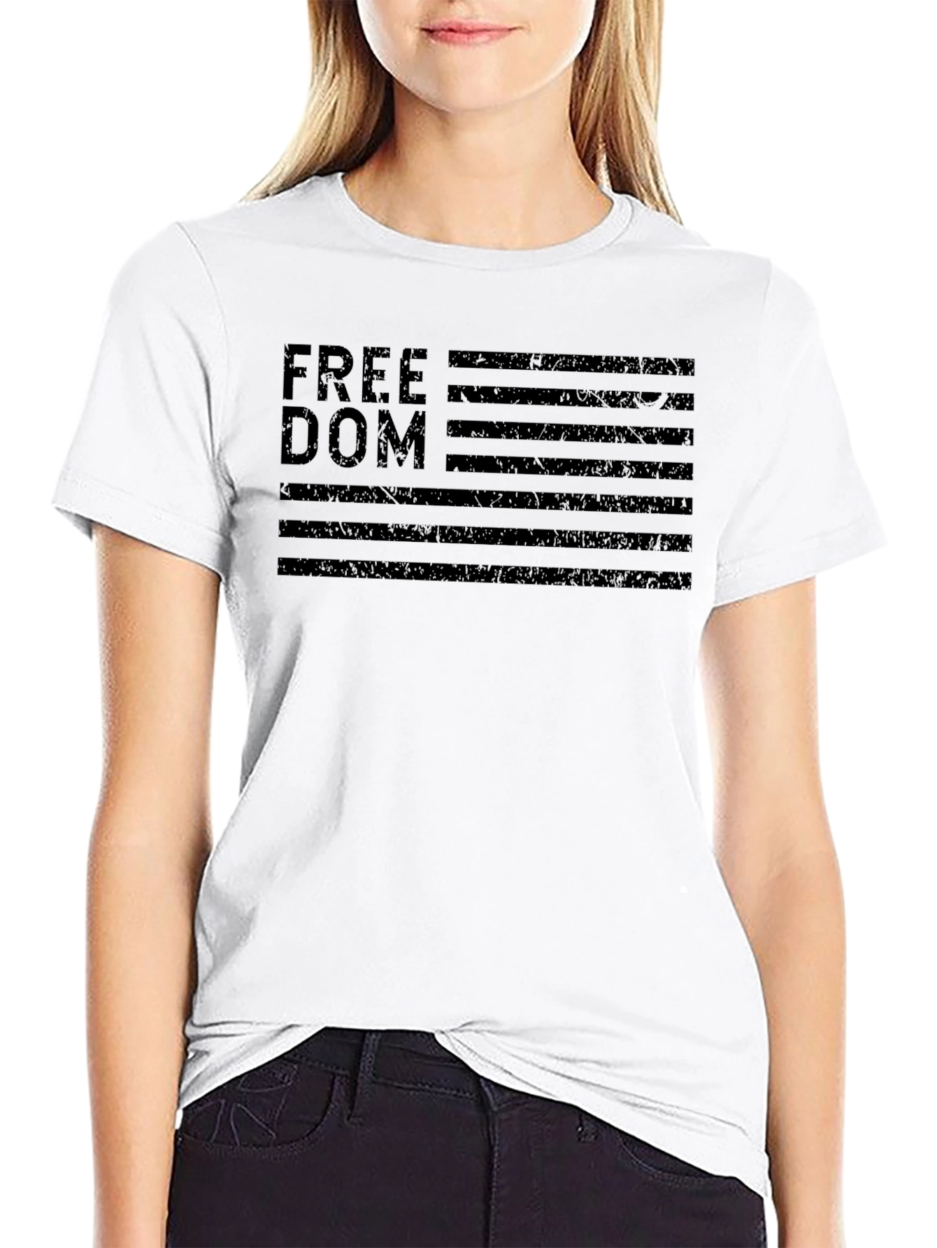 Freedom American Flag Black Graphic T-Shirt