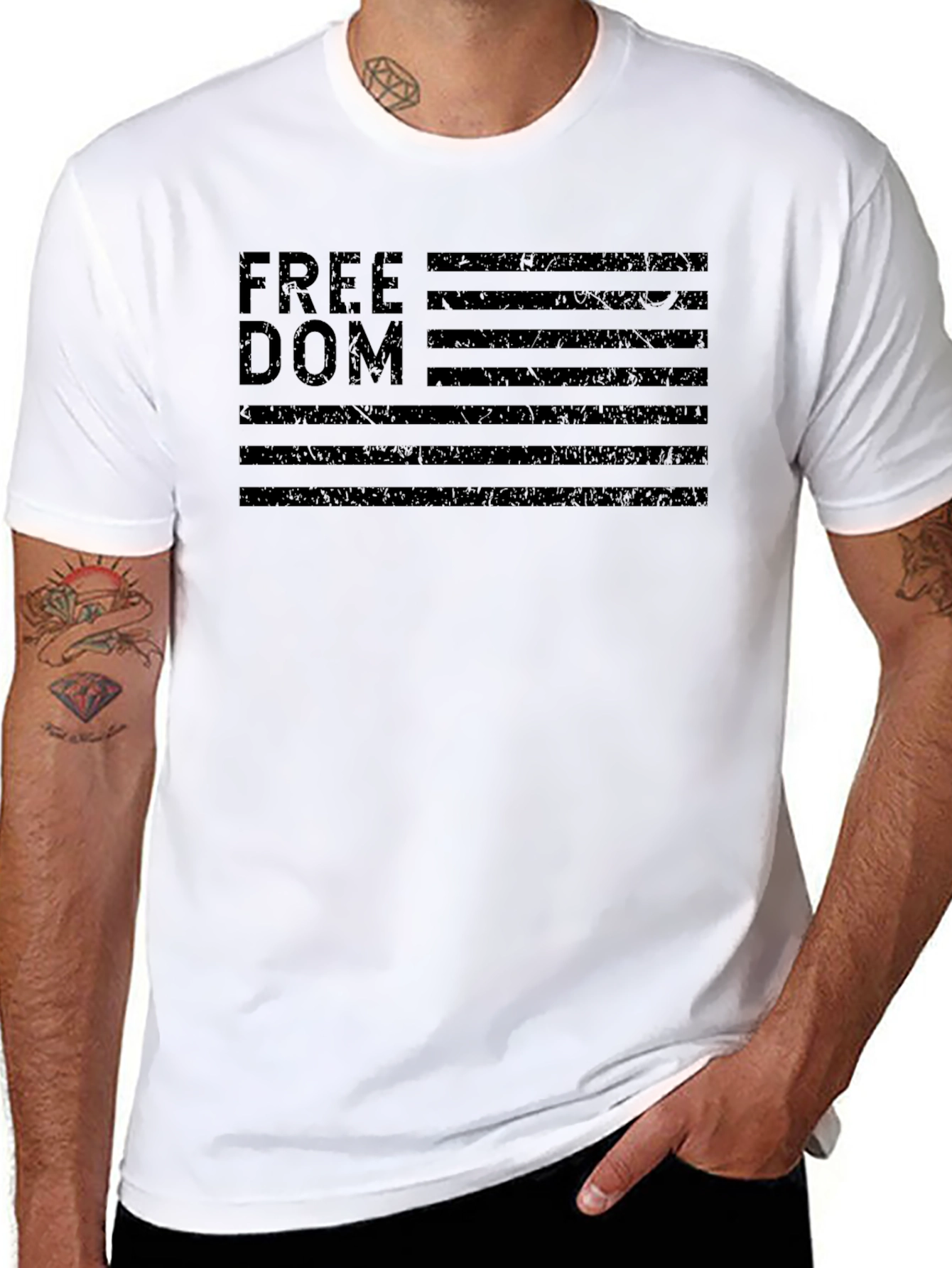 Freedom American Flag Black Graphic T-Shirt