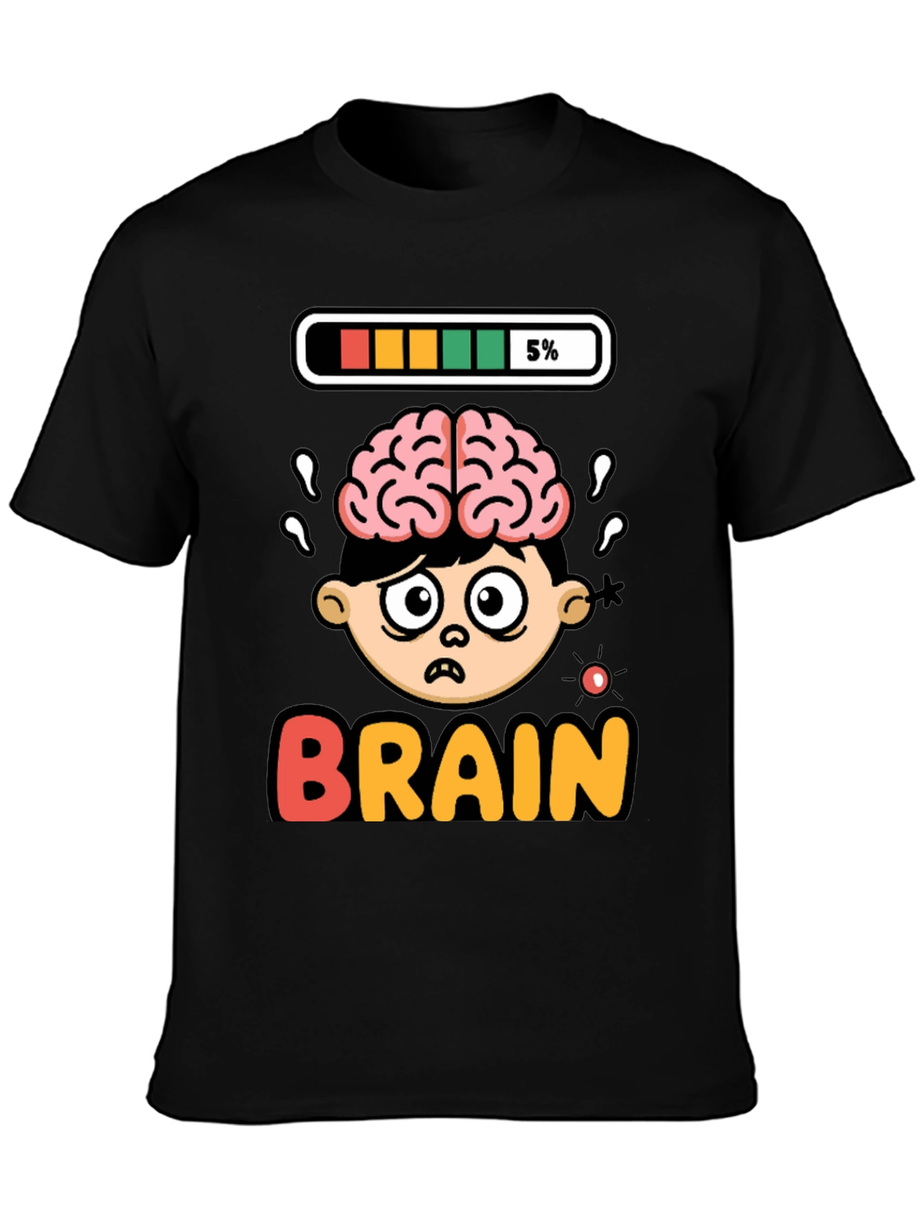 Funny Low Battery Brain Cartoon T-Shirt