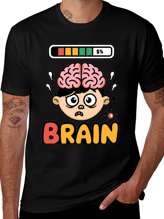 Funny Low Battery Brain Cartoon T-Shirt