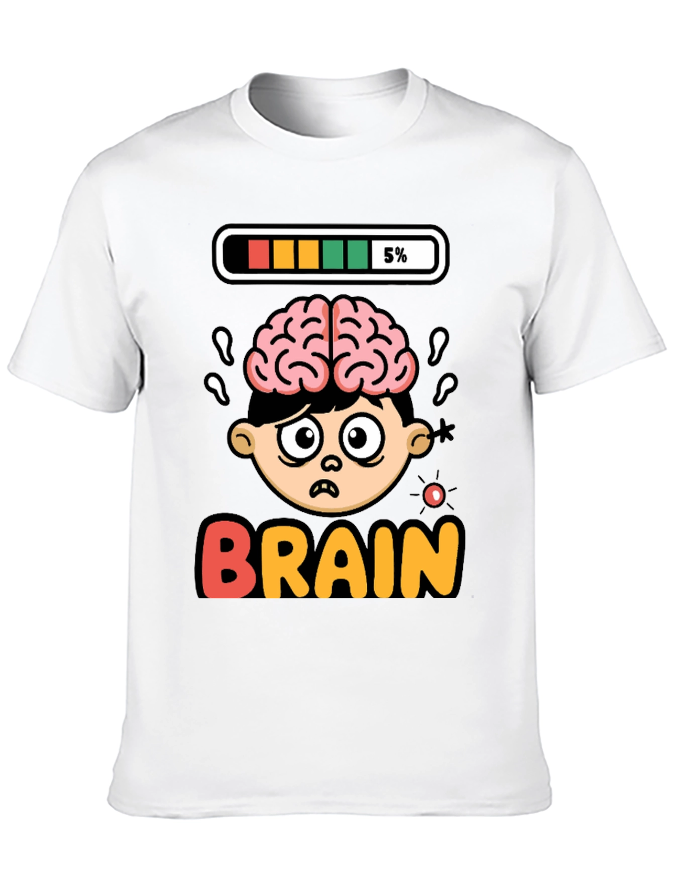 Funny Low Battery Brain Cartoon T-Shirt