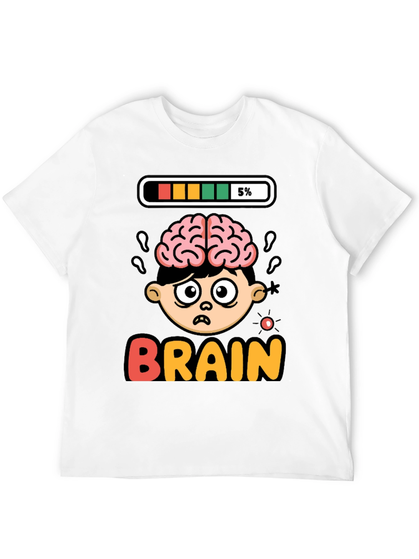 Funny Low Battery Brain Cartoon T-Shirt