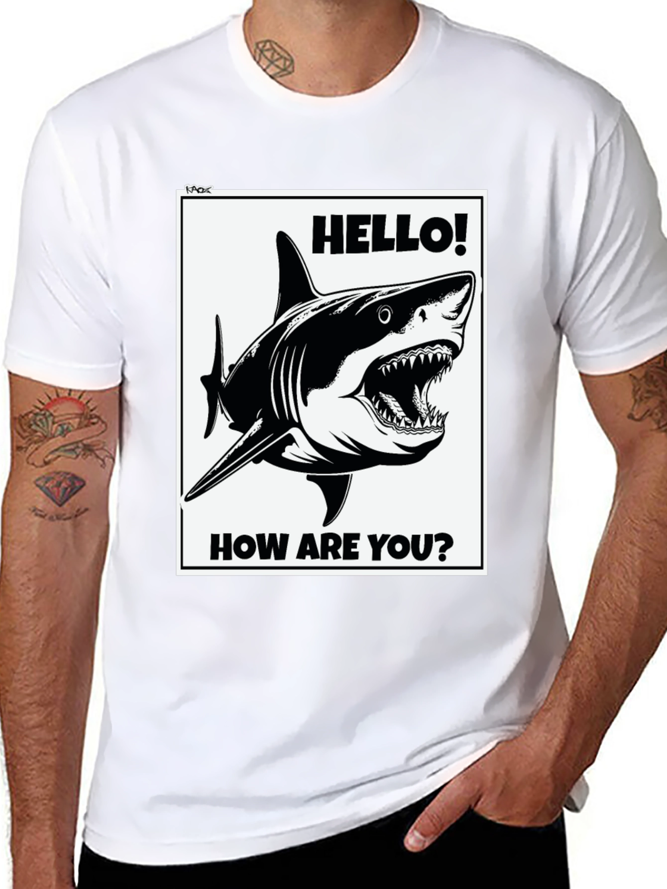 Shark Hello! How Are You? Graphic Tee