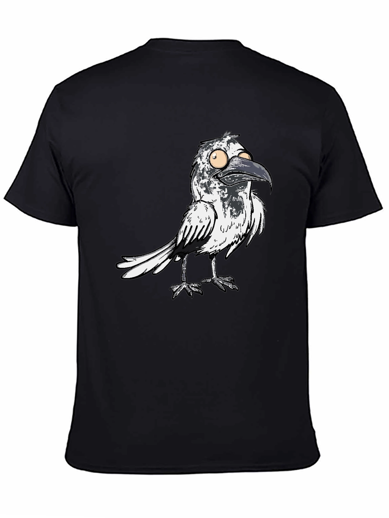 Mens Black T-Shirt with Crow Graphic