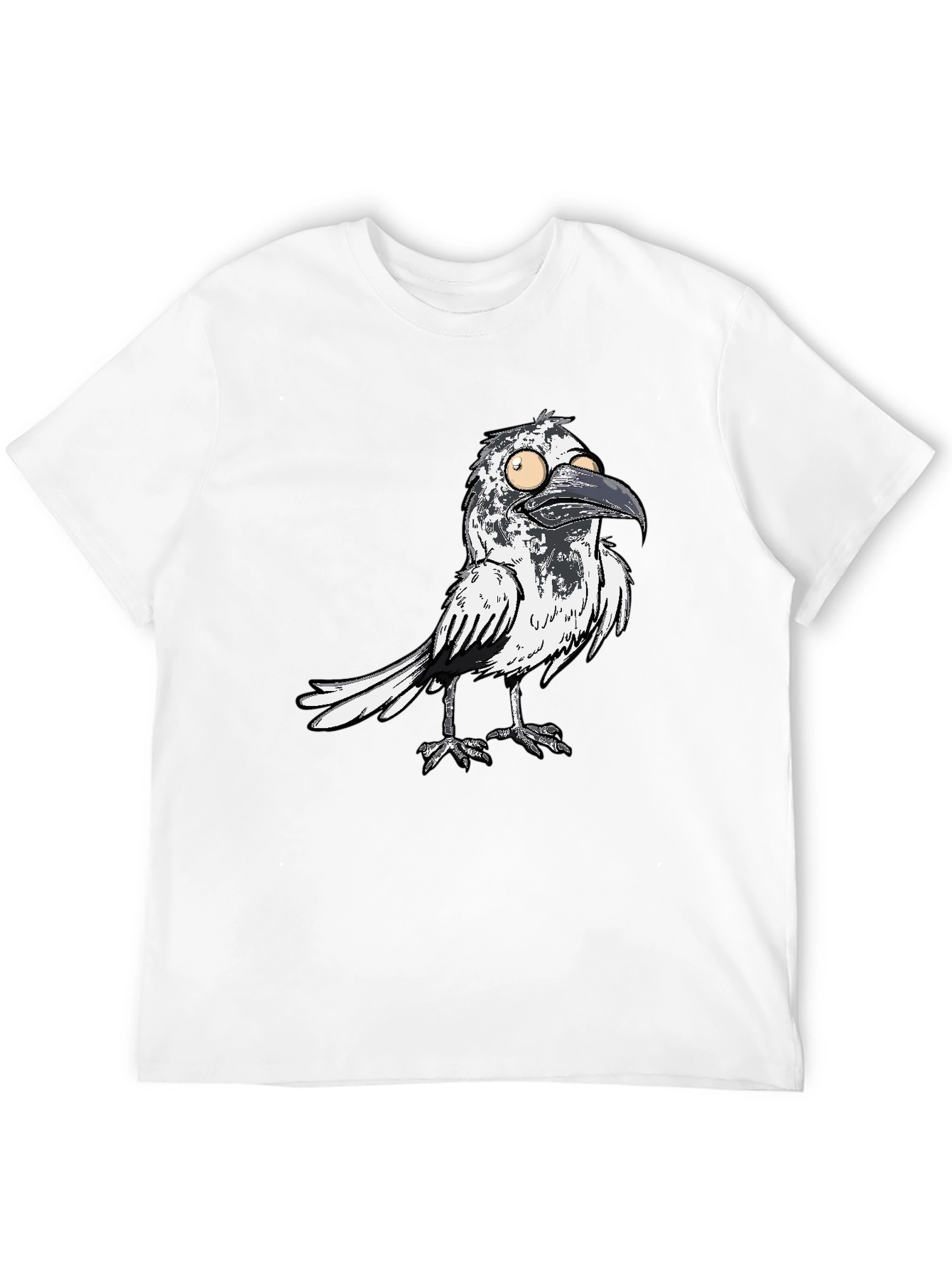Mens Black T-Shirt with Crow Graphic
