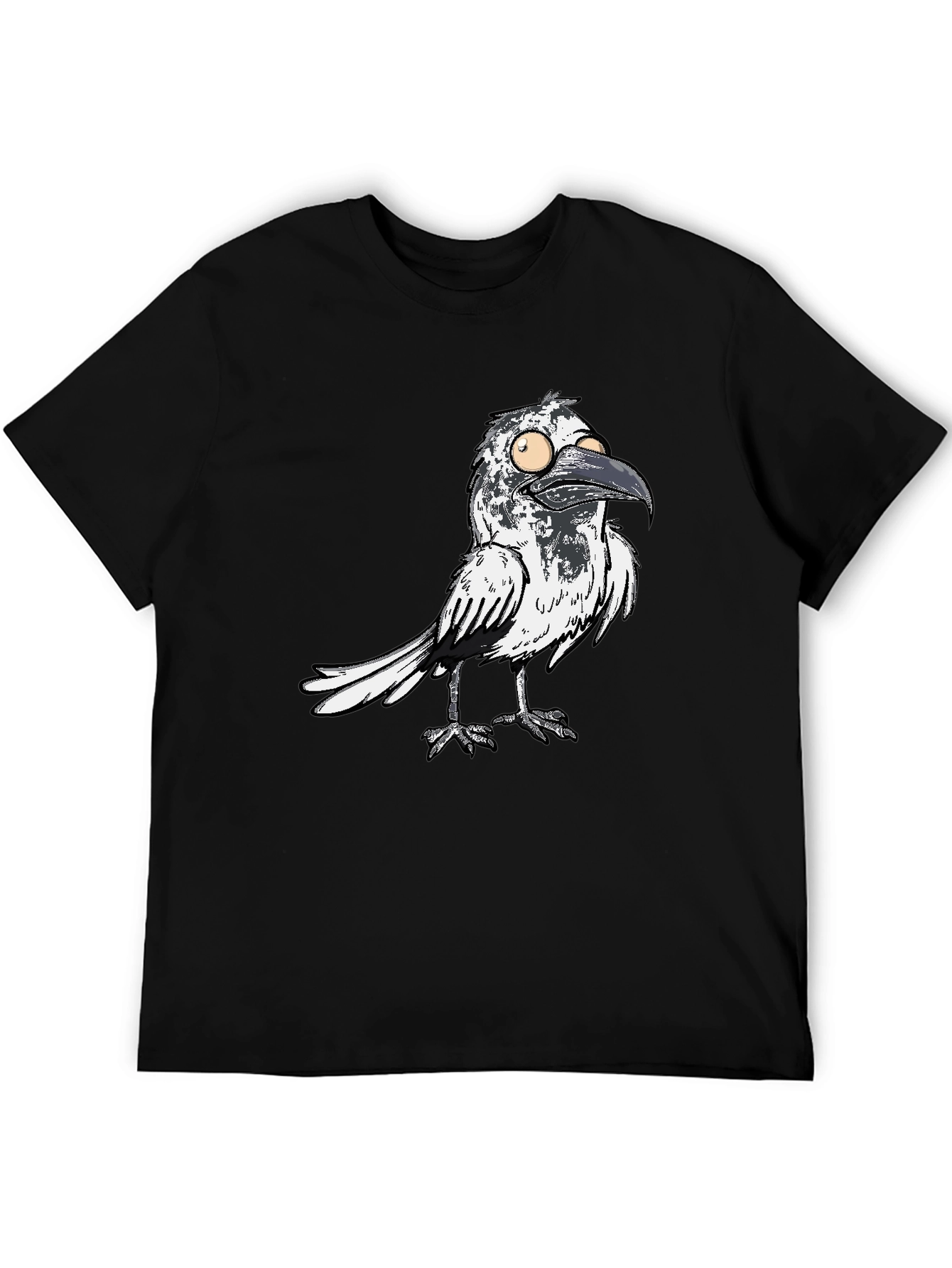 Mens Black T-Shirt with Crow Graphic