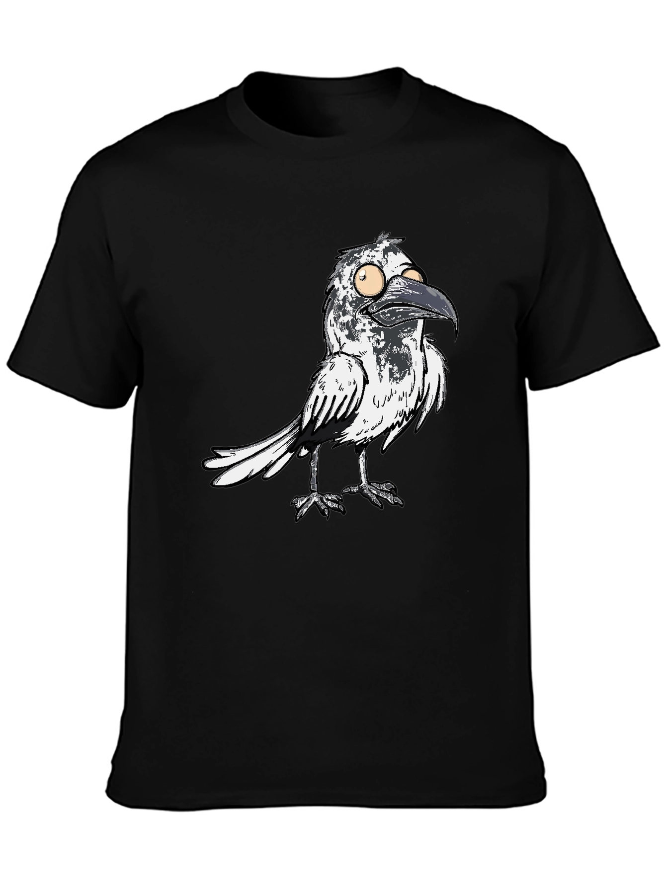Mens Black T-Shirt with Crow Graphic