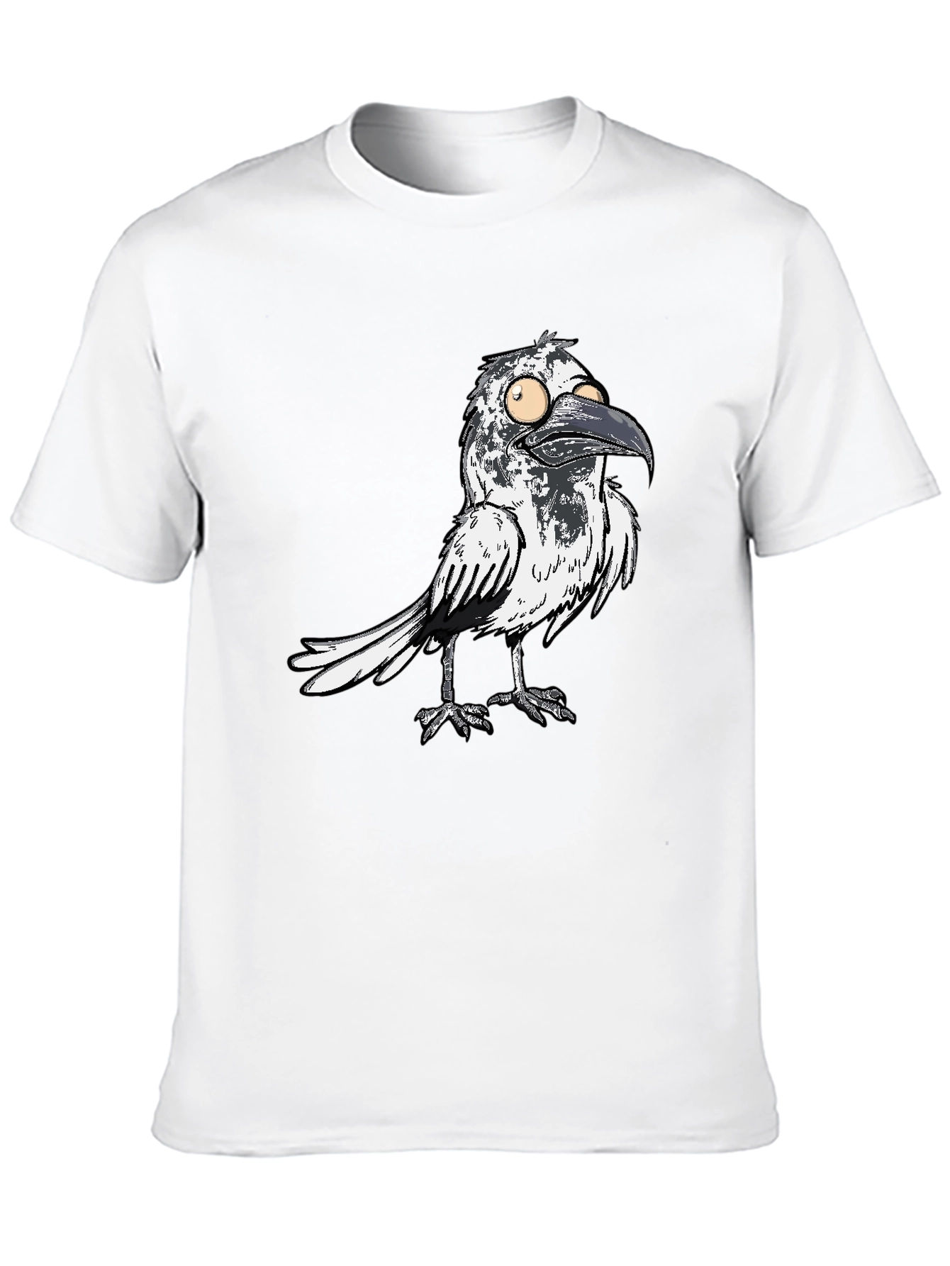 Mens Black T-Shirt with Crow Graphic