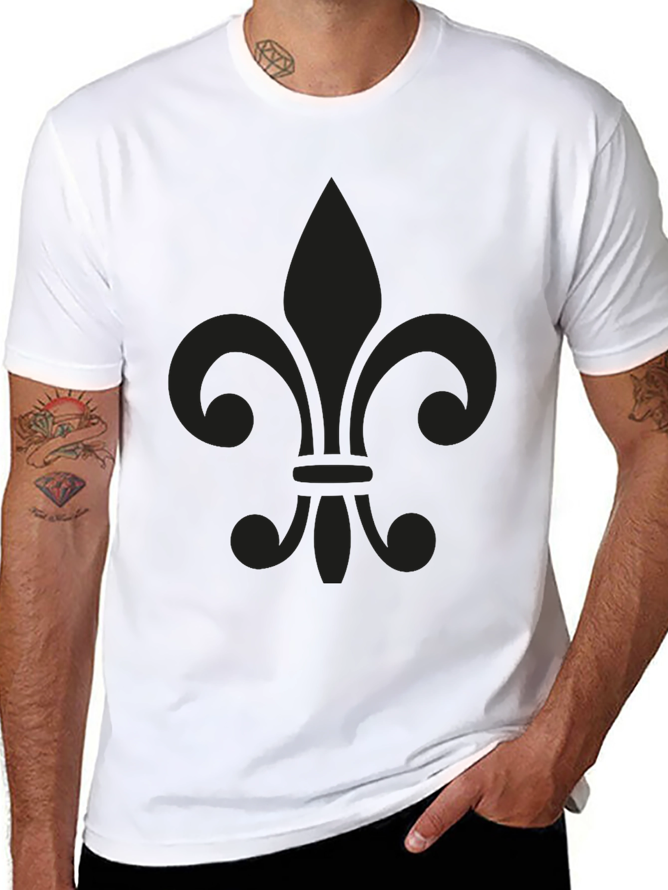 Mens Black Fleur-de-lis Graphic Tee