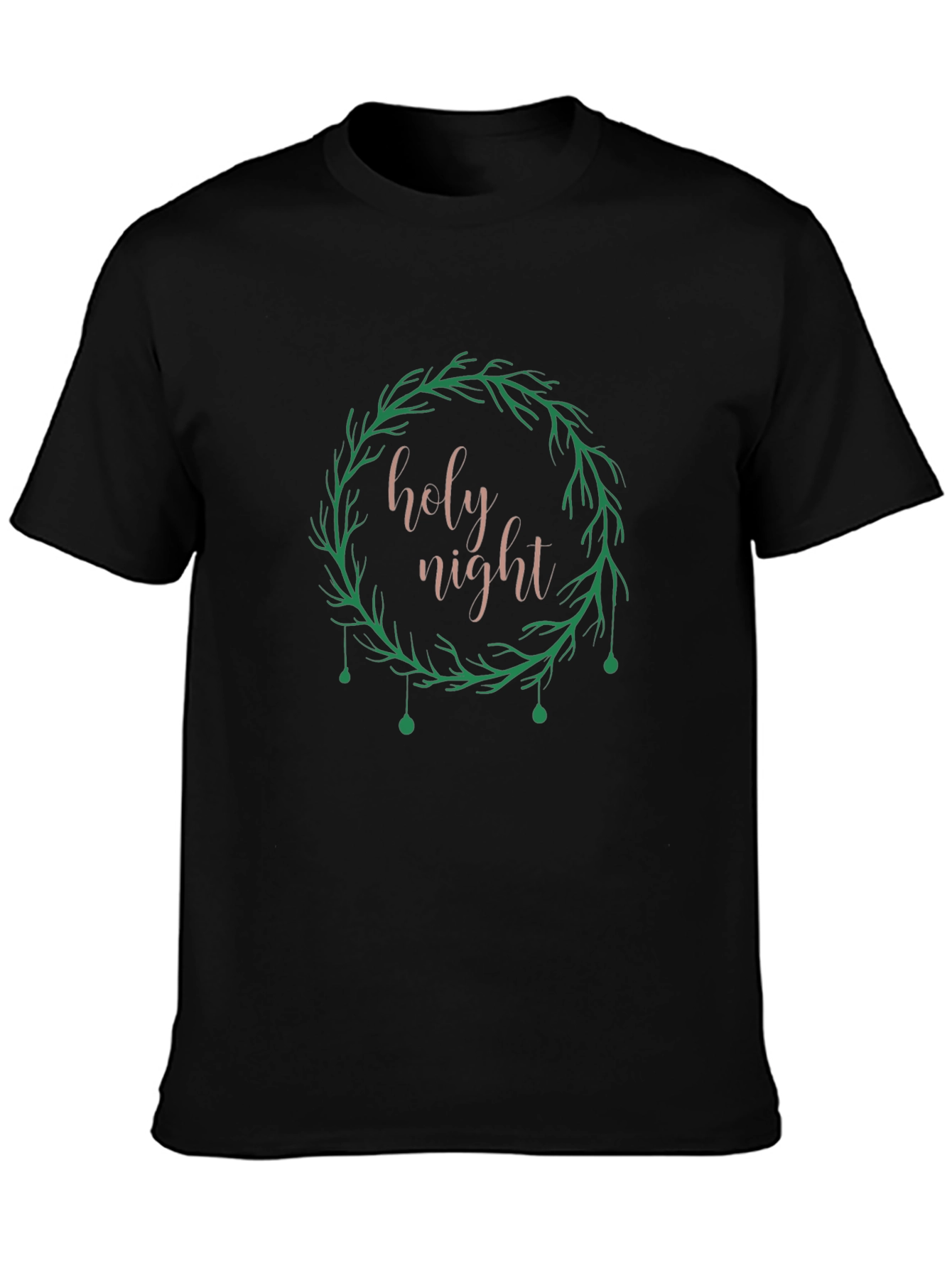 Holy Night Wreath Graphic Tee - Black