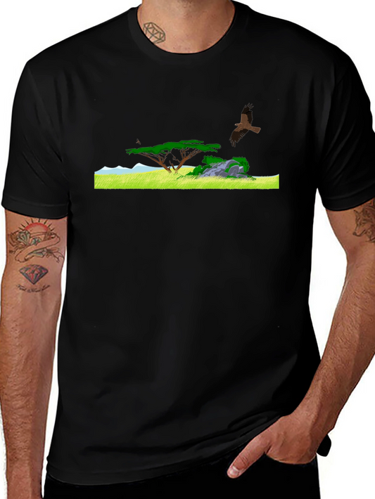 Nature Scene Graphic Tee - Black