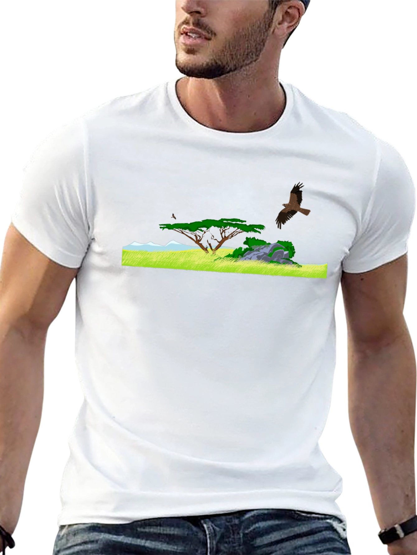 Nature Scene Graphic Tee - Black