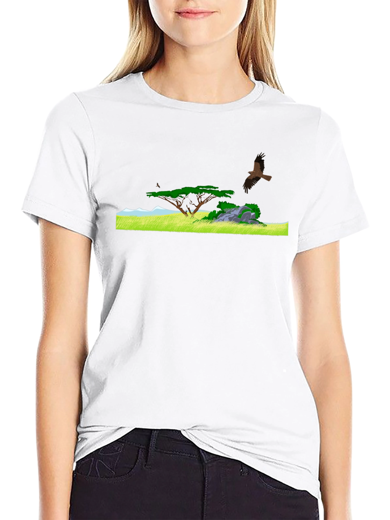 Nature Scene Graphic Tee - Black