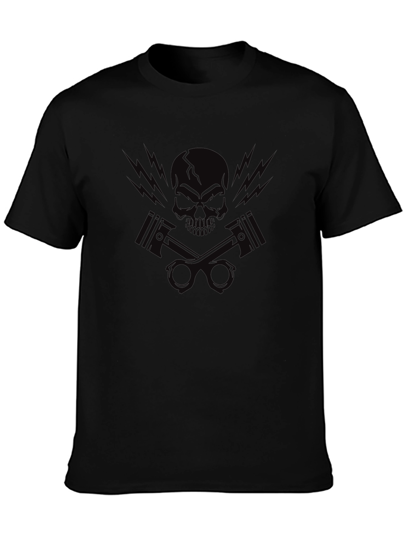 Skull & Pistons Graphic Tee - Black