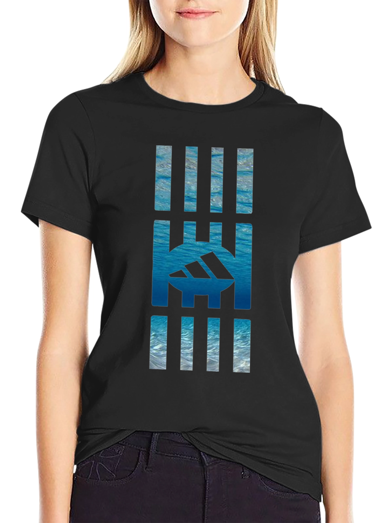 Abstract Sea Graphic Tee - Black