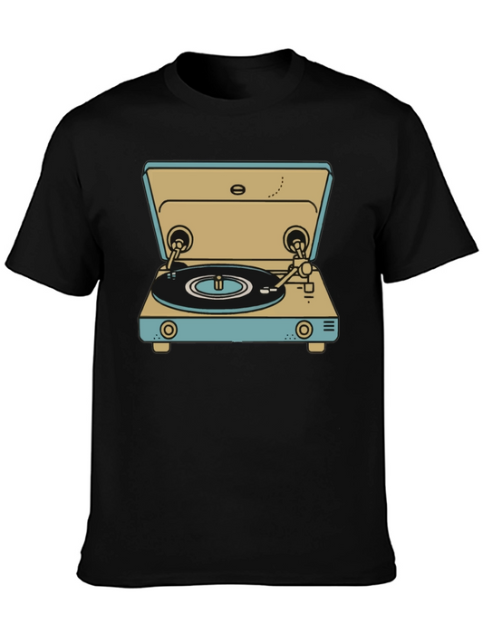 Retro Turntable Graphic Tee - Vintage Record Player Shirt
