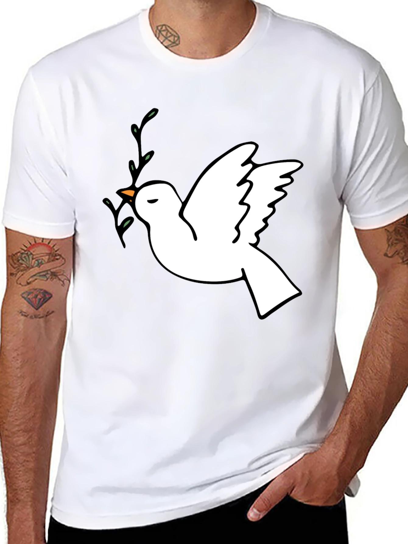 Peace Dove Graphic T-Shirt - Stylish Black Tee