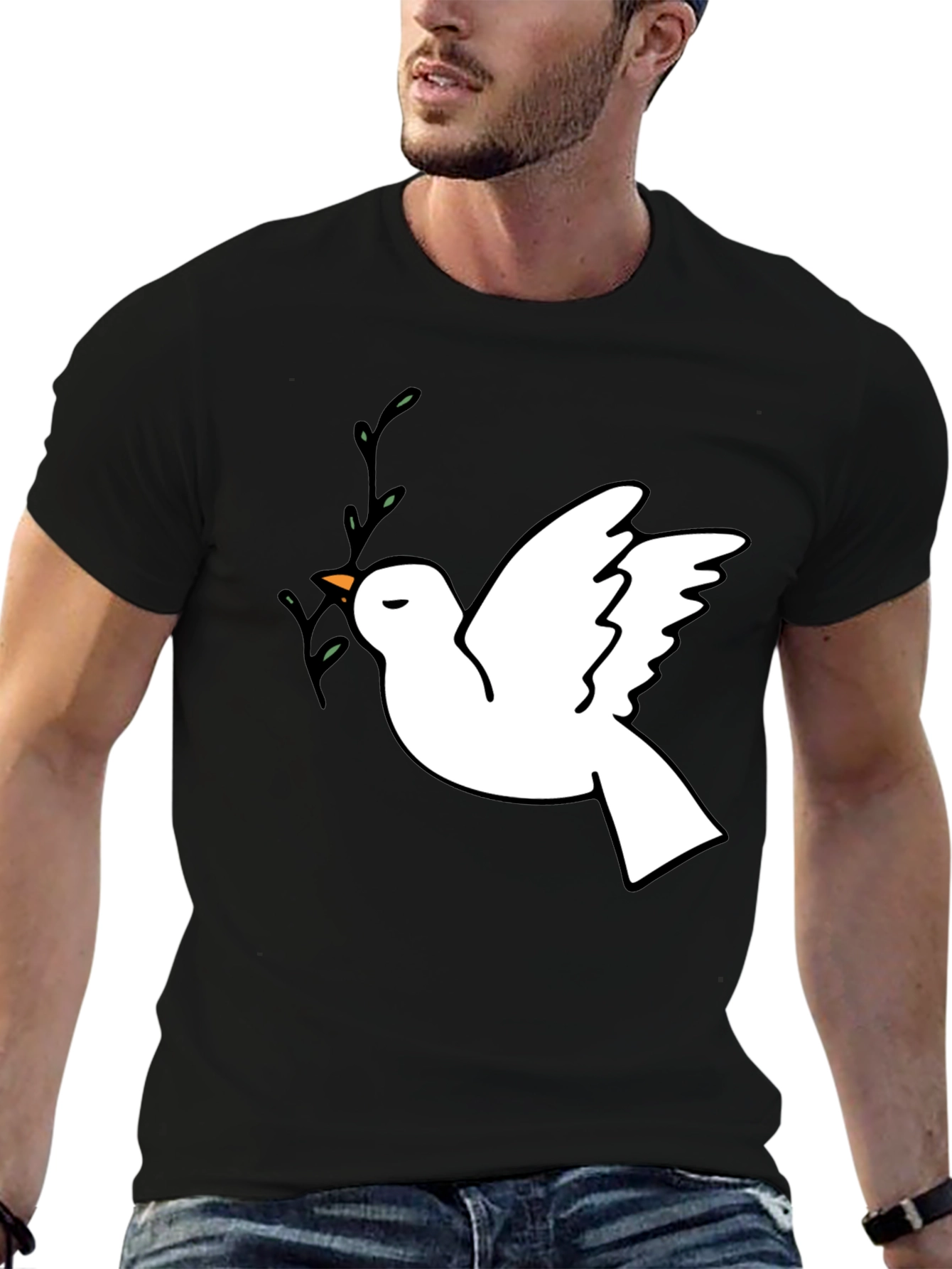 Peace Dove Graphic T-Shirt - Stylish Black Tee