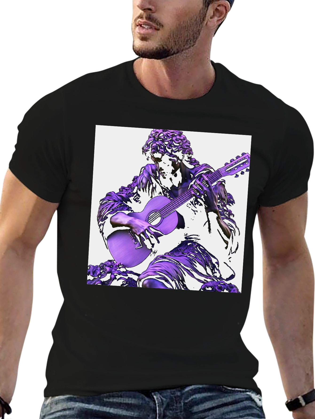 Statue Musician Black T-Shirt