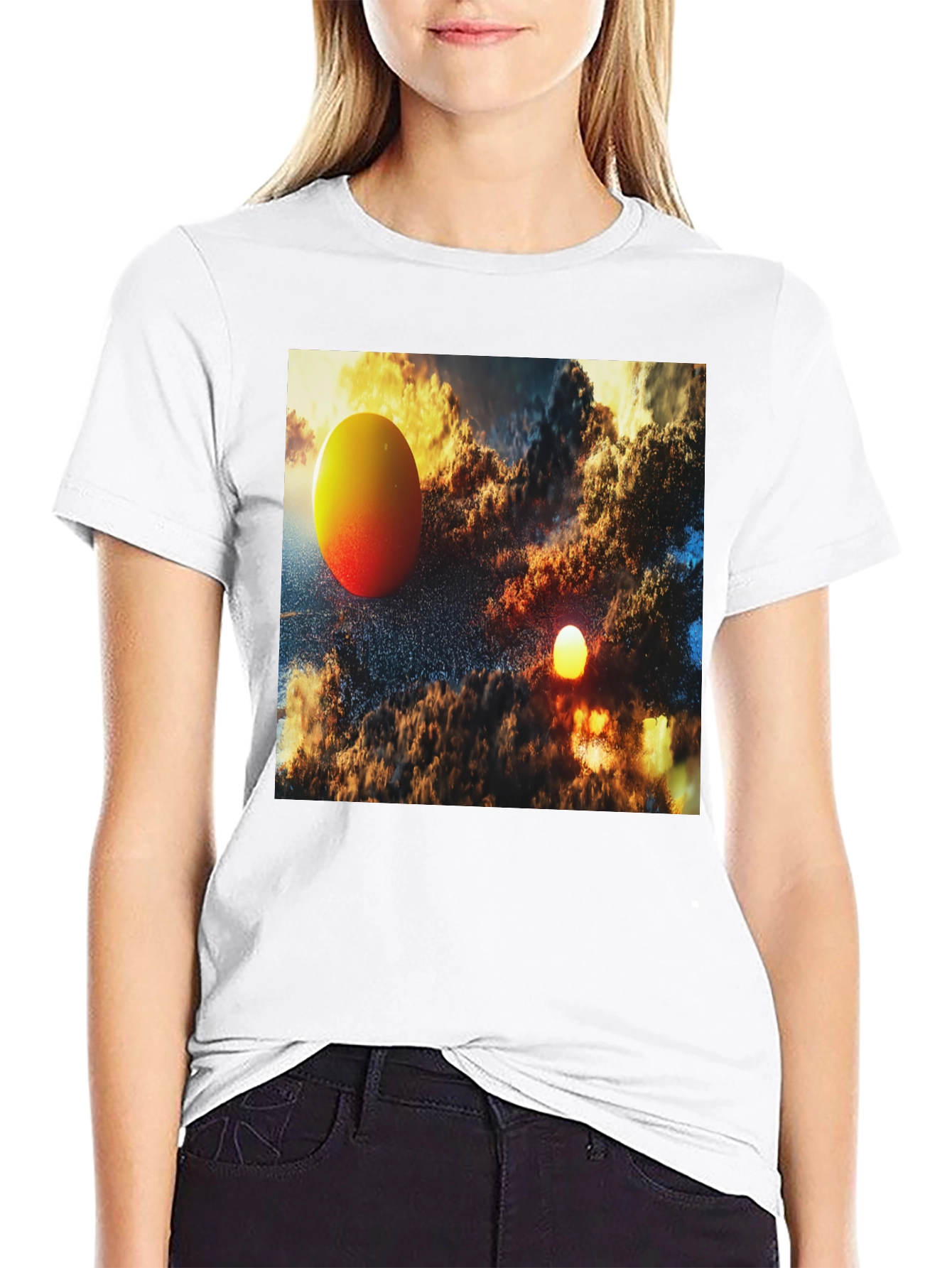 Abstract Art Graphic Tee - Black Cotton Blend T-Shirt