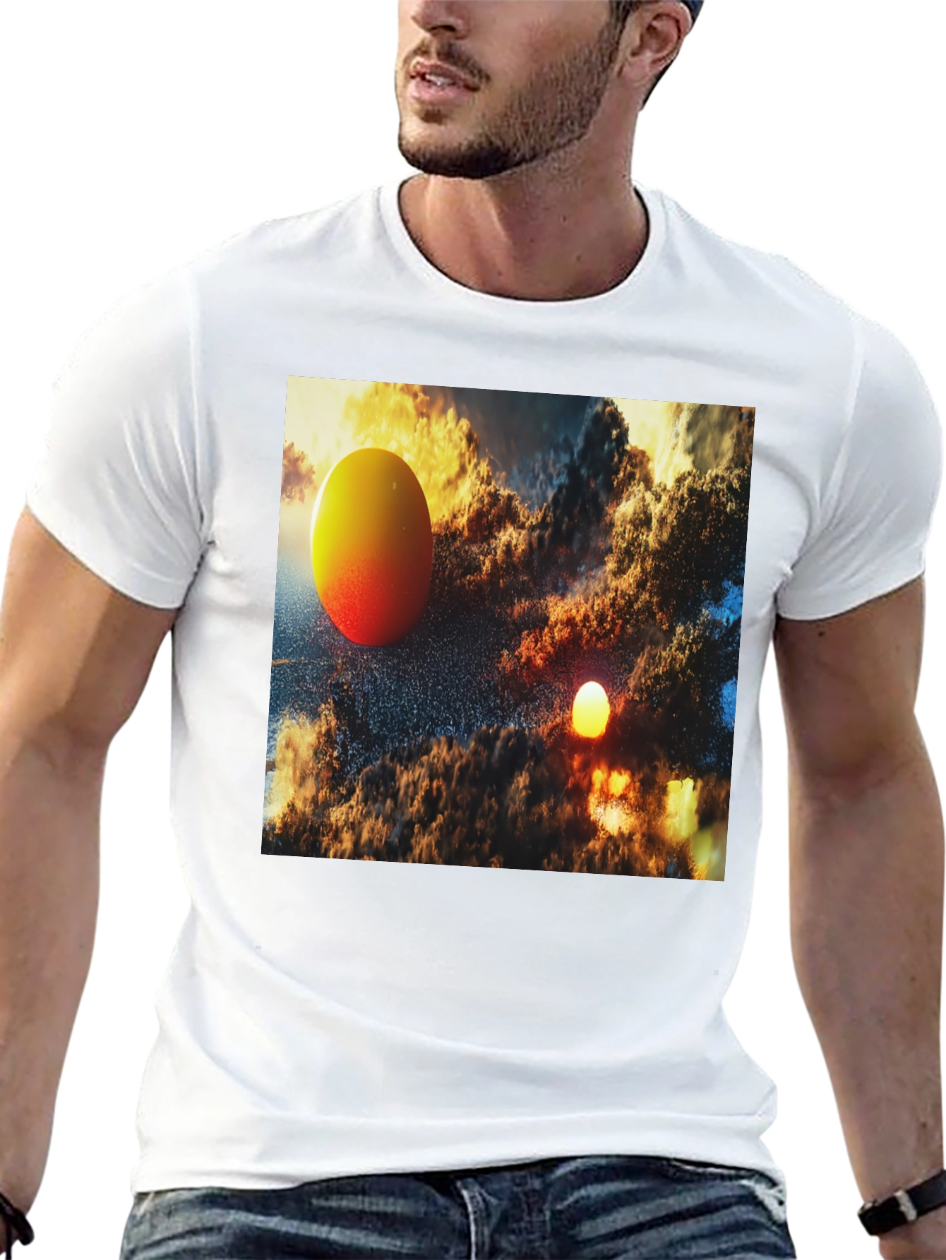 Abstract Art Graphic Tee - Black Cotton Blend T-Shirt