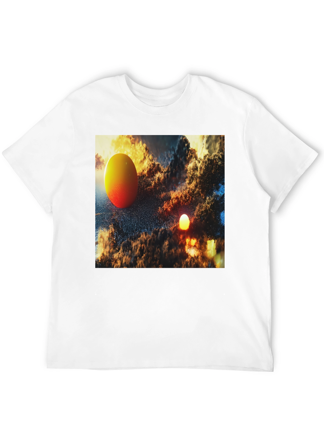 Abstract Art Graphic Tee - Black Cotton Blend T-Shirt
