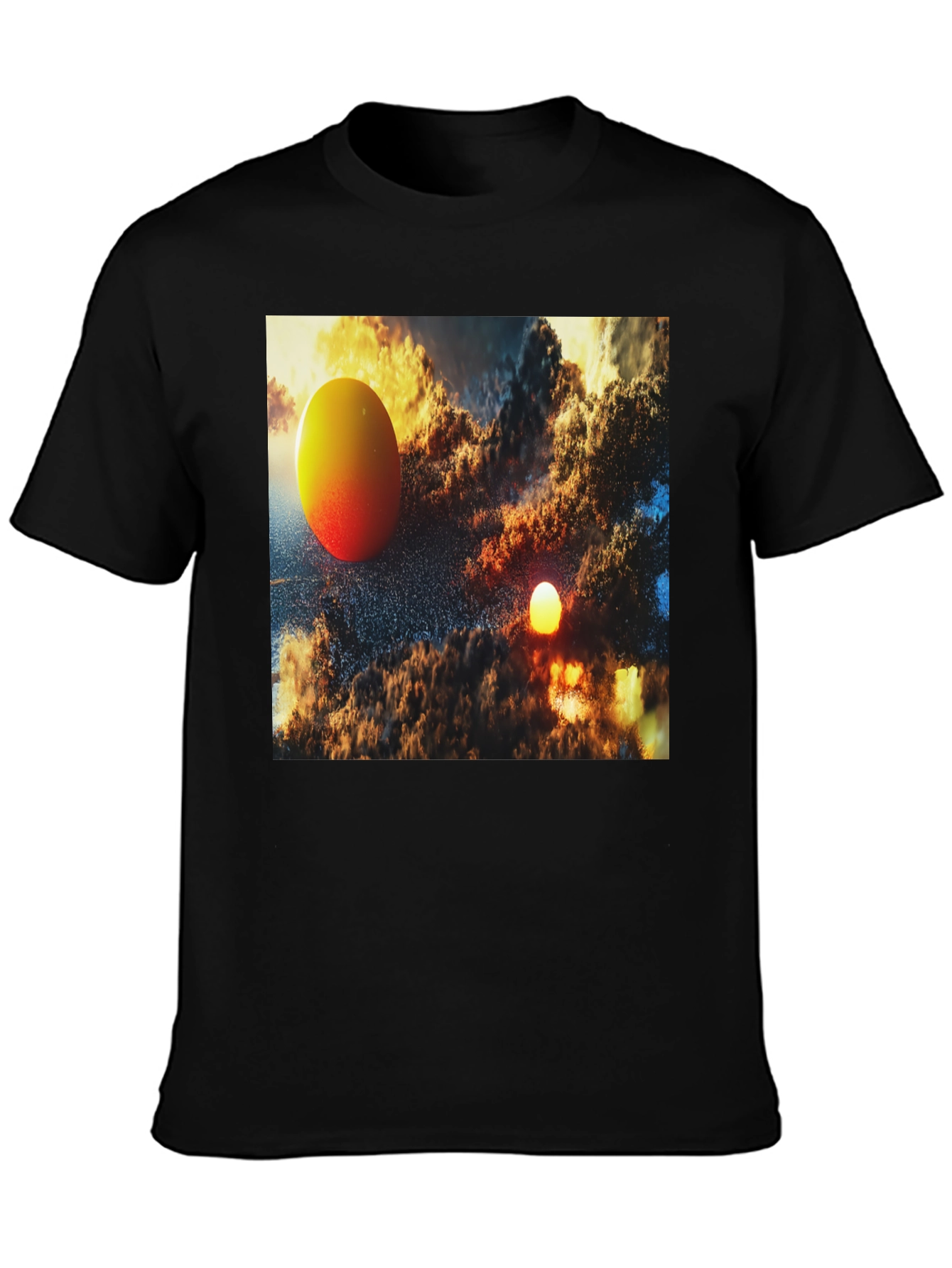 Abstract Art Graphic Tee - Black Cotton Blend T-Shirt