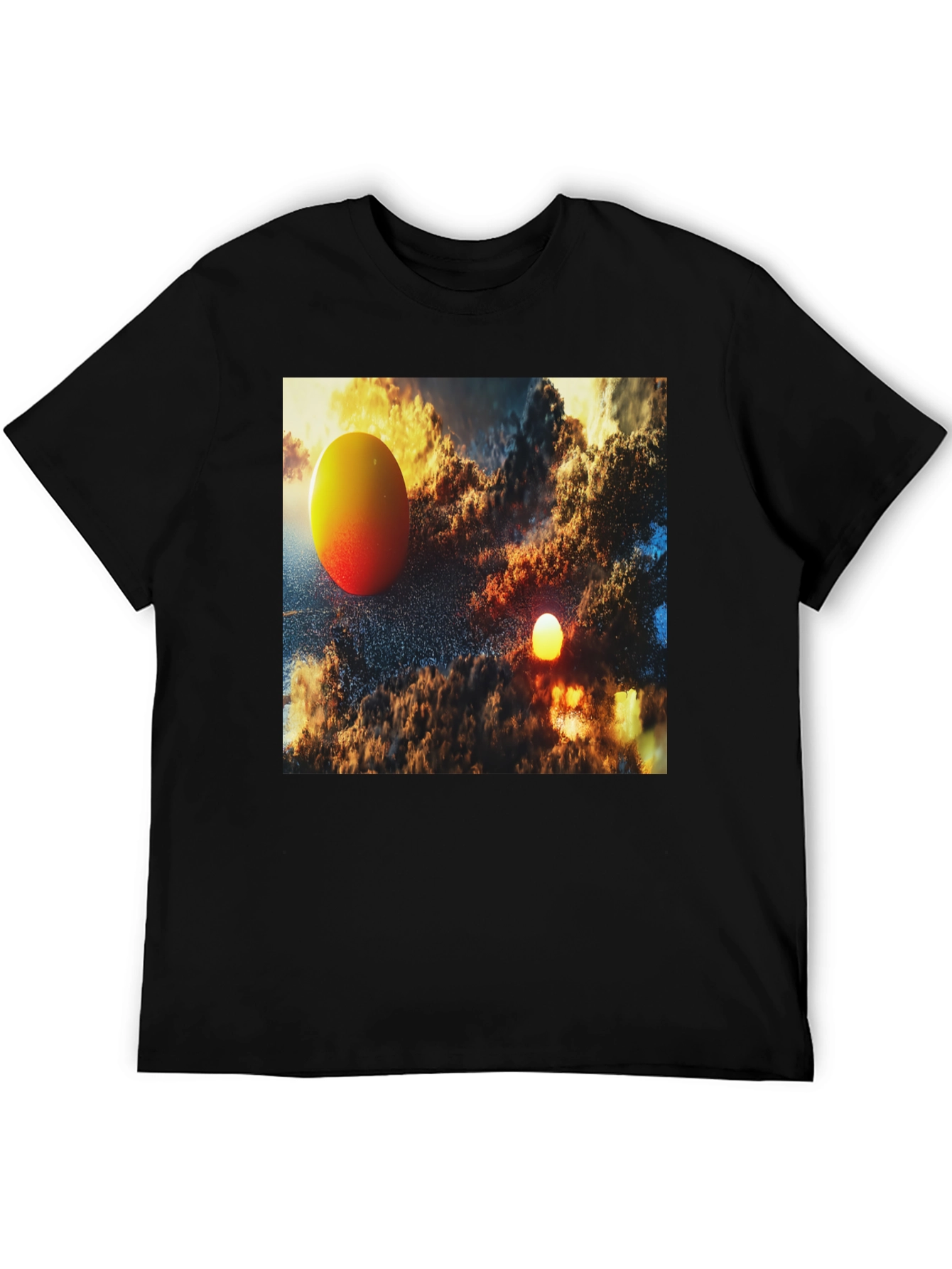 Abstract Art Graphic Tee - Black Cotton Blend T-Shirt