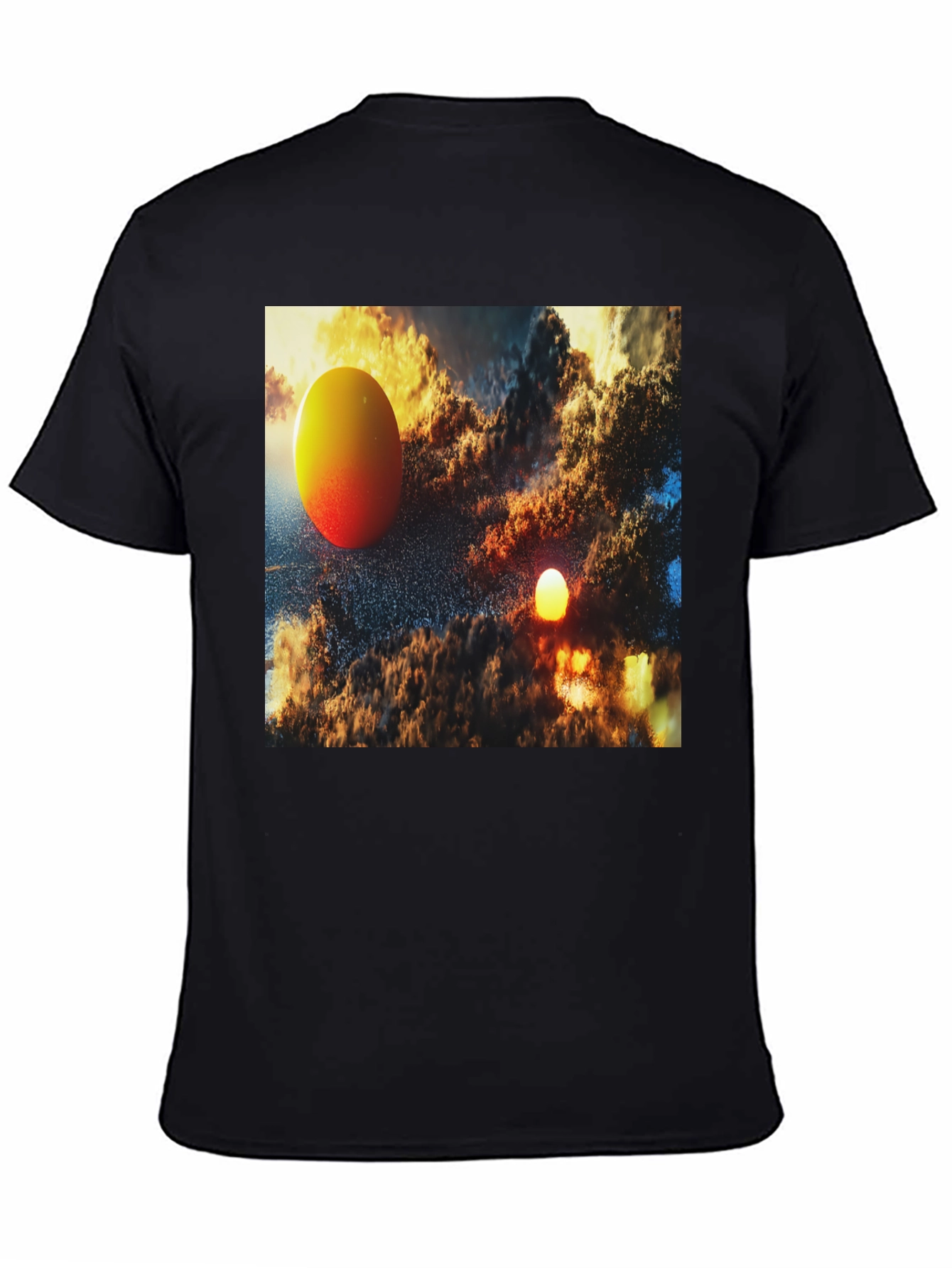 Abstract Art Graphic Tee - Black Cotton Blend T-Shirt