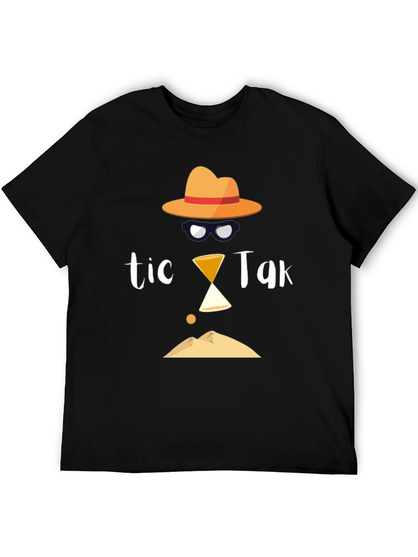 Tic Tak Design Mens Black T-Shirt
