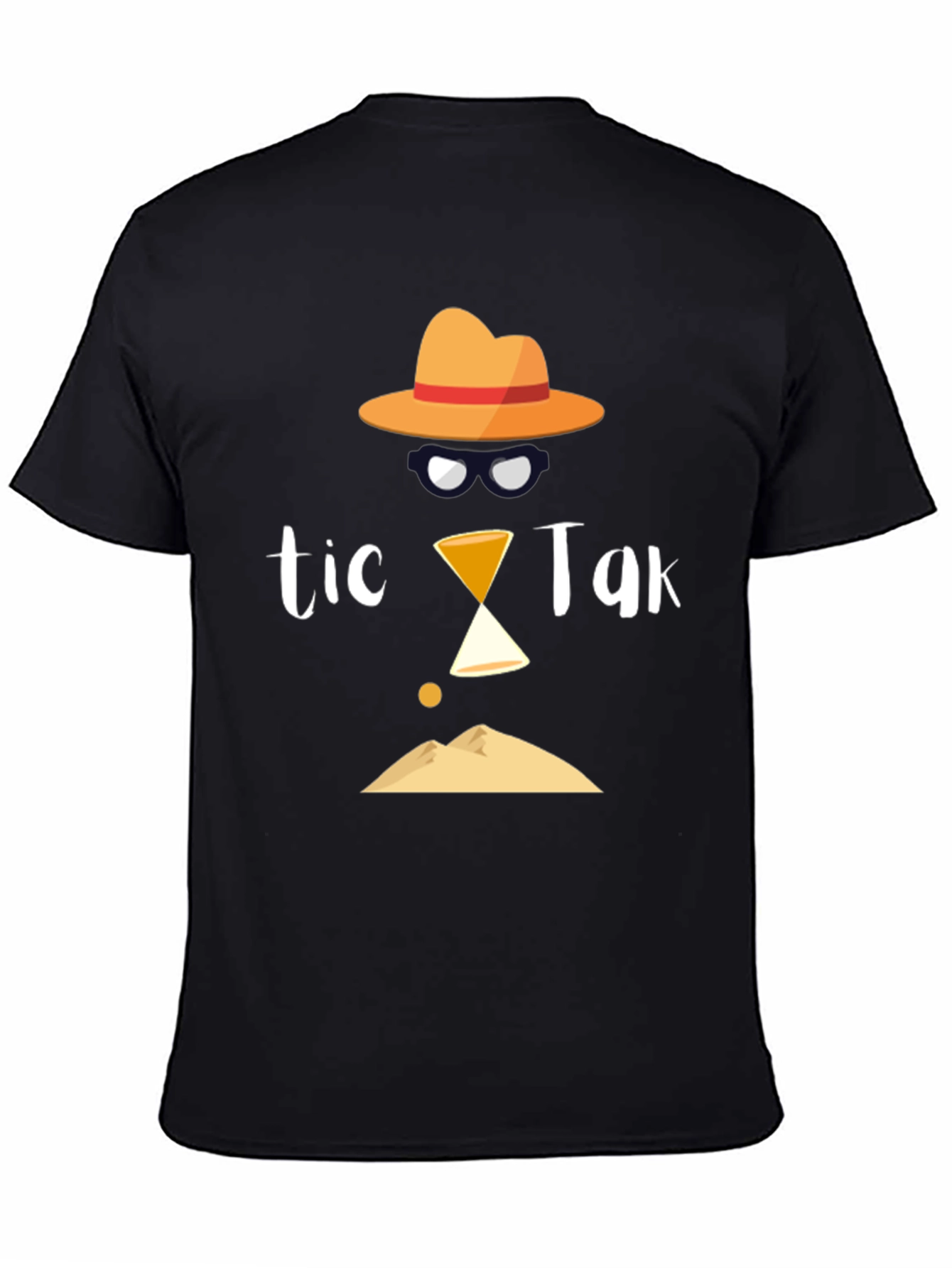 Tic Tak Design Mens Black T-Shirt