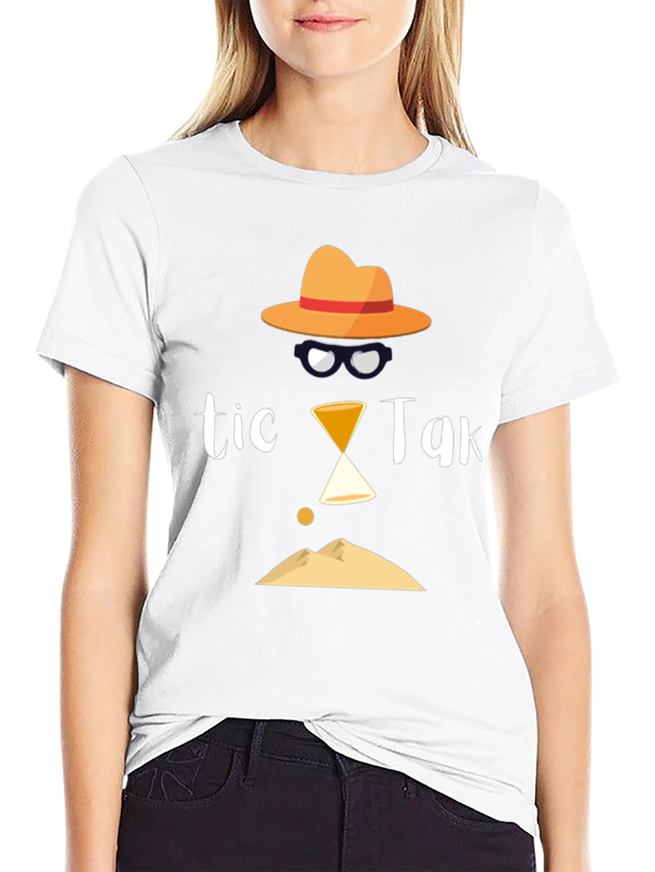 Tic Tak Design Mens Black T-Shirt