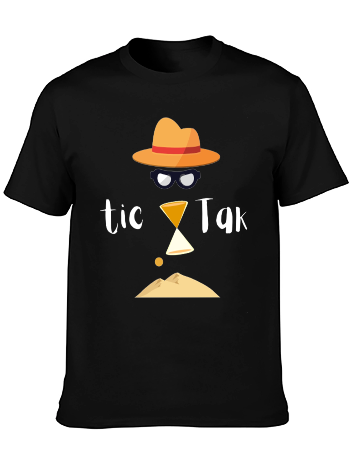 Tic Tak Design Mens Black T-Shirt