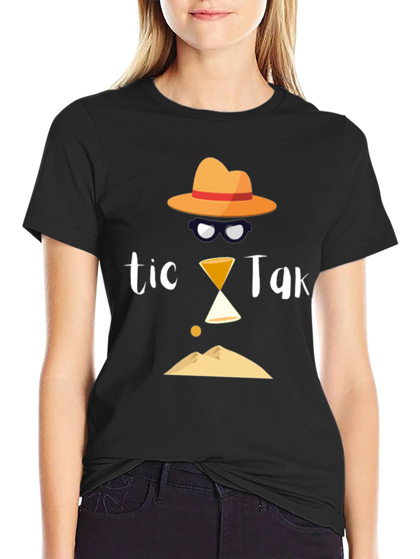 Tic Tak Design Mens Black T-Shirt