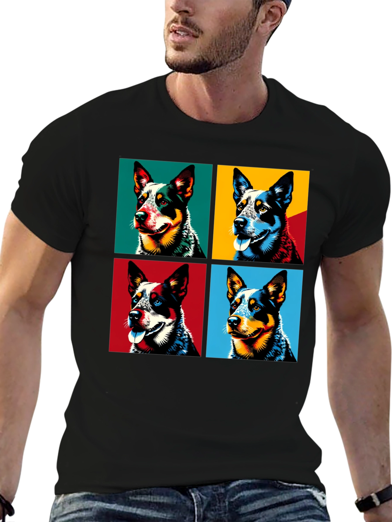 Dog Portrait Pop Art Graphic T-Shirt - Mens
