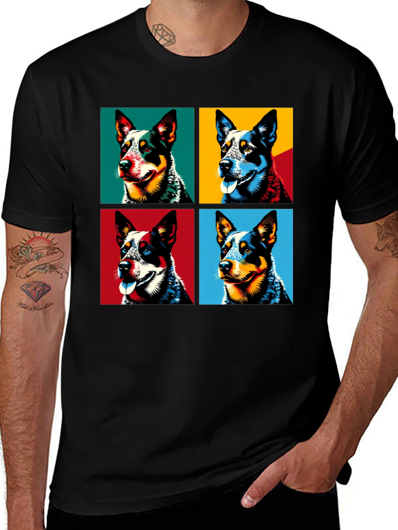 Dog Portrait Pop Art Graphic T-Shirt - Mens