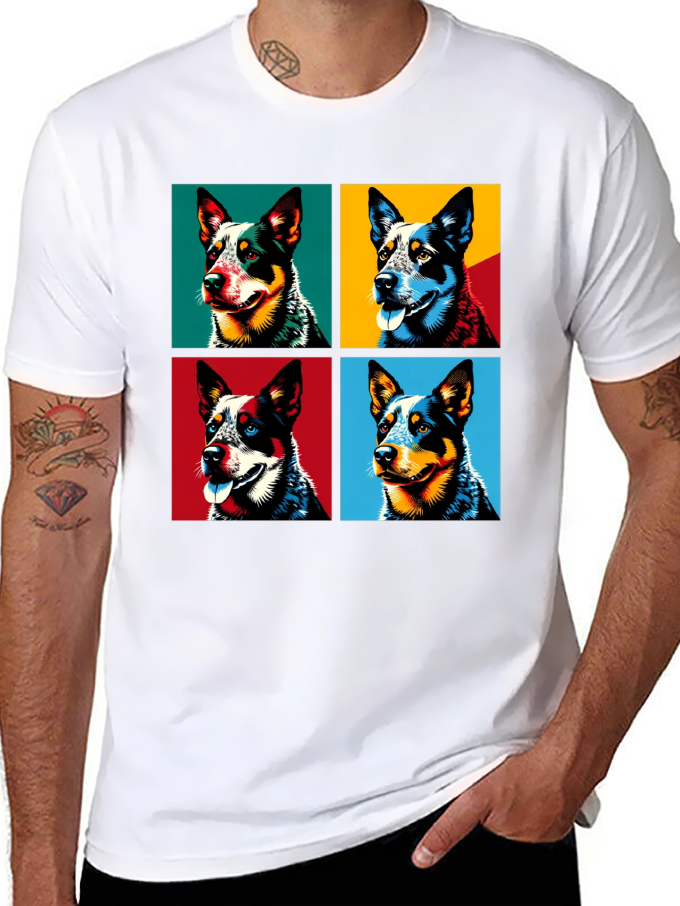 Dog Portrait Pop Art Graphic T-Shirt - Mens