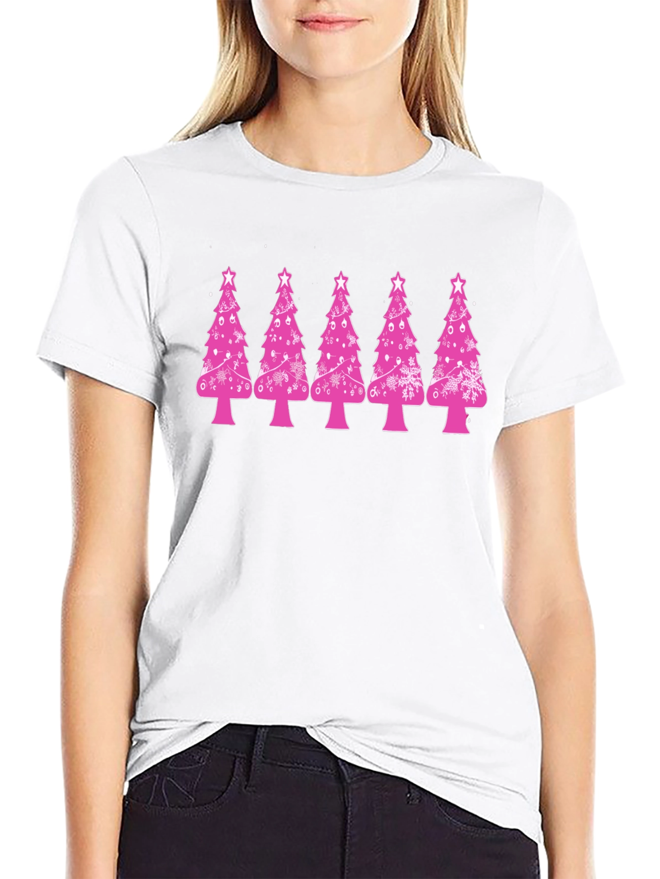 Festive Pink Christmas Tree T-Shirt