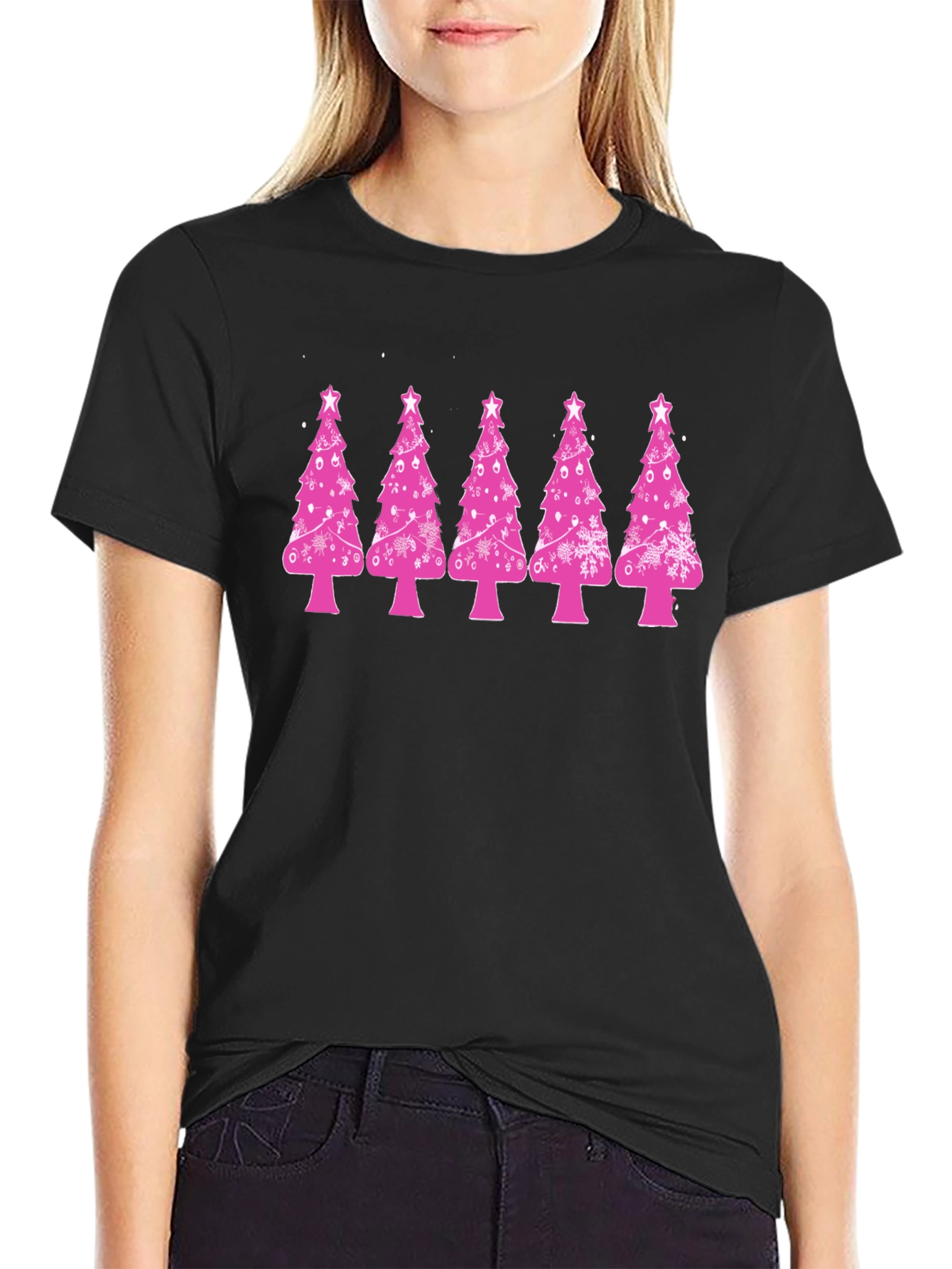 Festive Pink Christmas Tree T-Shirt
