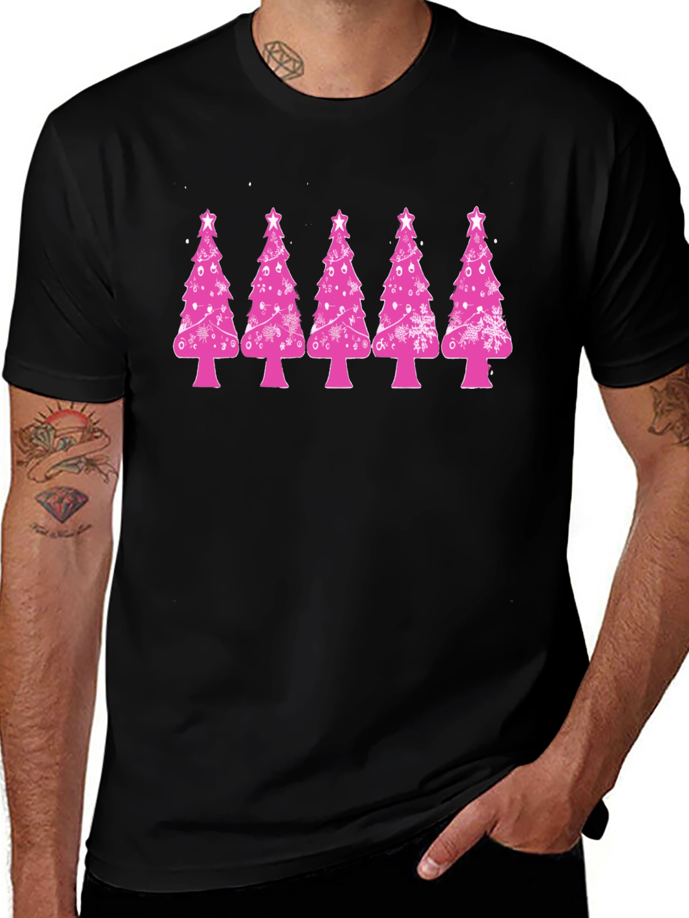 Festive Pink Christmas Tree T-Shirt